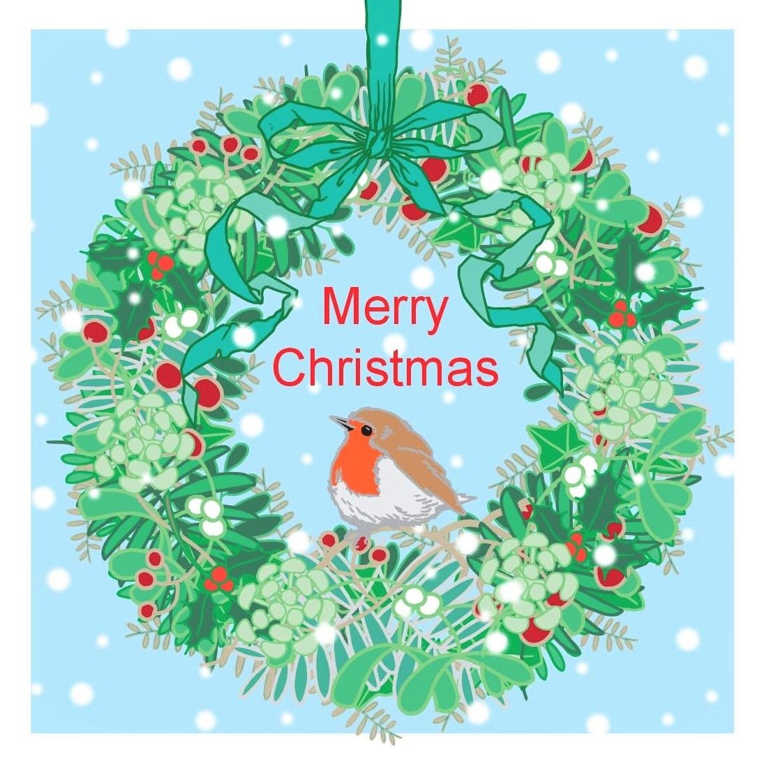 Winter Wreath & Robin Umbellifer Charity Christmas Card
