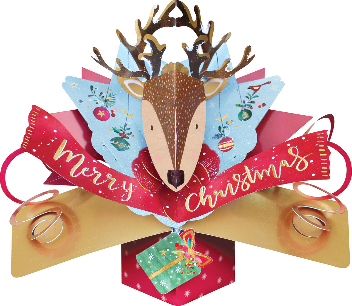 Reindeer Head Christmas - Pop Up Greetings Card