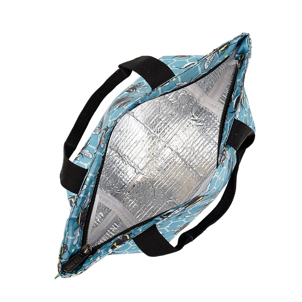 Eco Chic Lightweight Recycled Lunch Bag - Blue Bumble Bee (Inside)