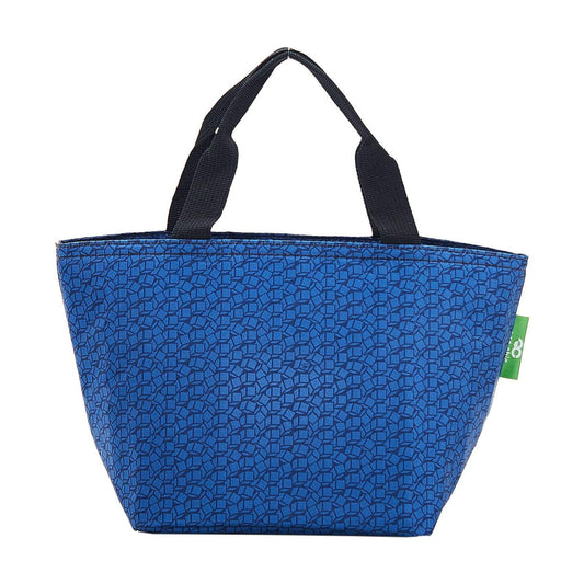 Eco Chic Lightweight Recycled Lunch Bag - Navy Disrupted Cubes