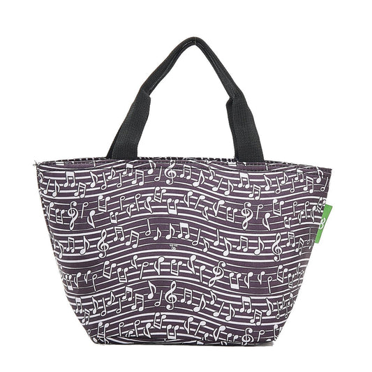 Eco Chic Lightweight Recycled Lunch Bag - Black Music