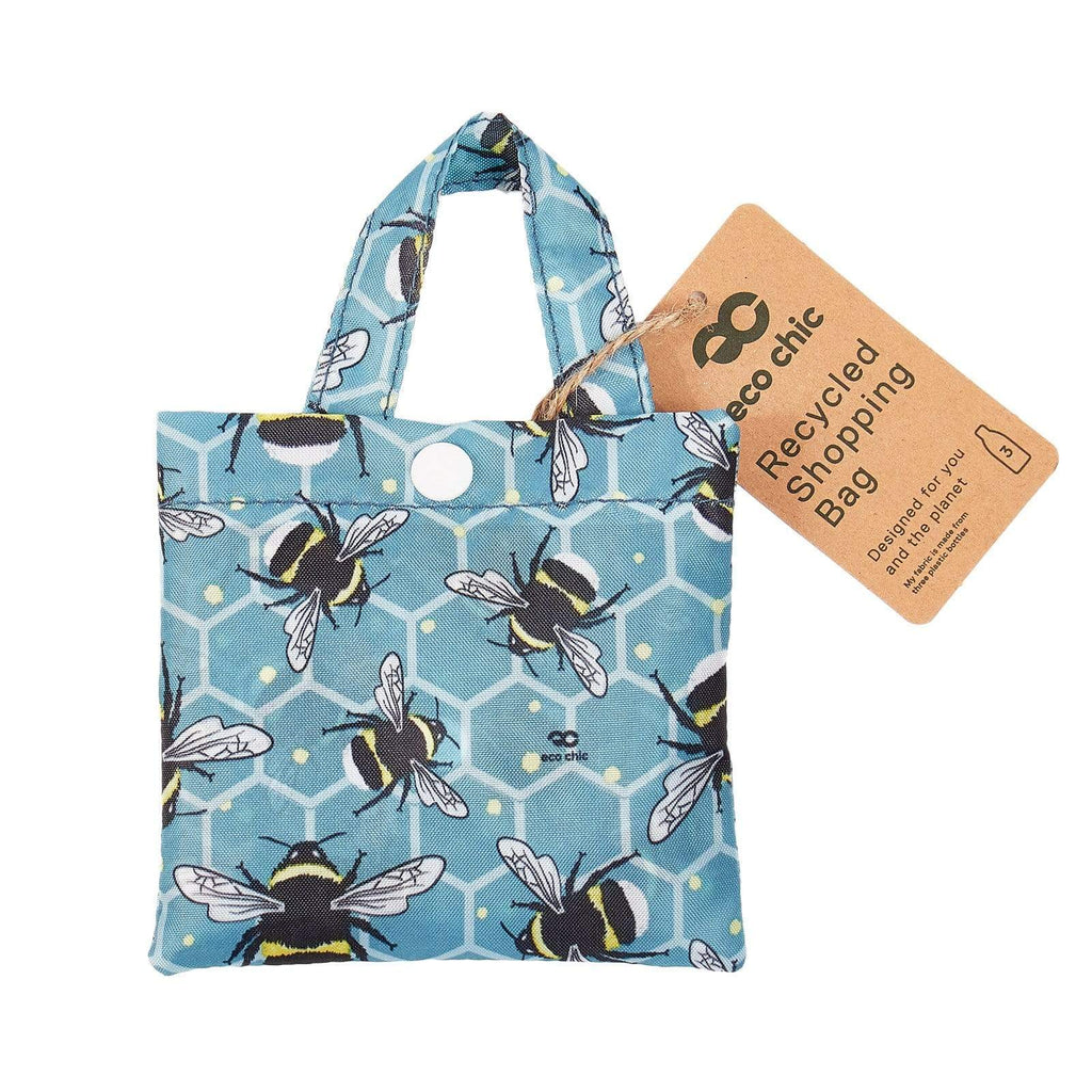 Eco Chic Lightweight Foldable Reusable Shopping Bag - Blue Bumble Bee