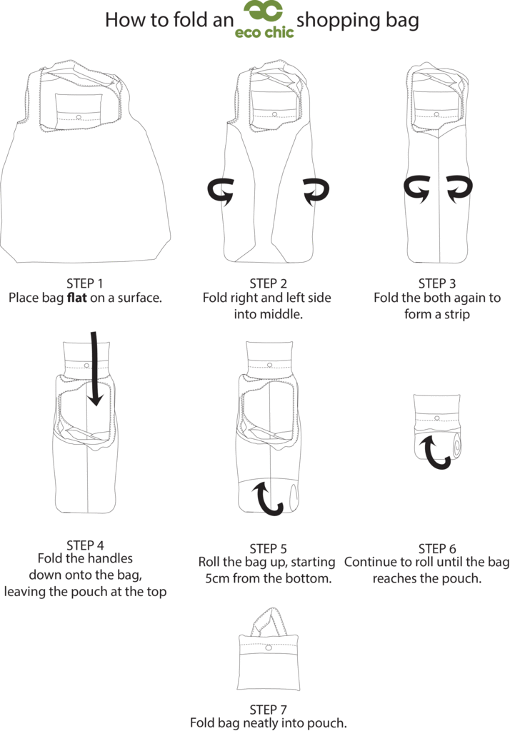 Eco Chic Lightweight Foldable Reusable Shopping Bag - Blue Dandelion Folding Instructions