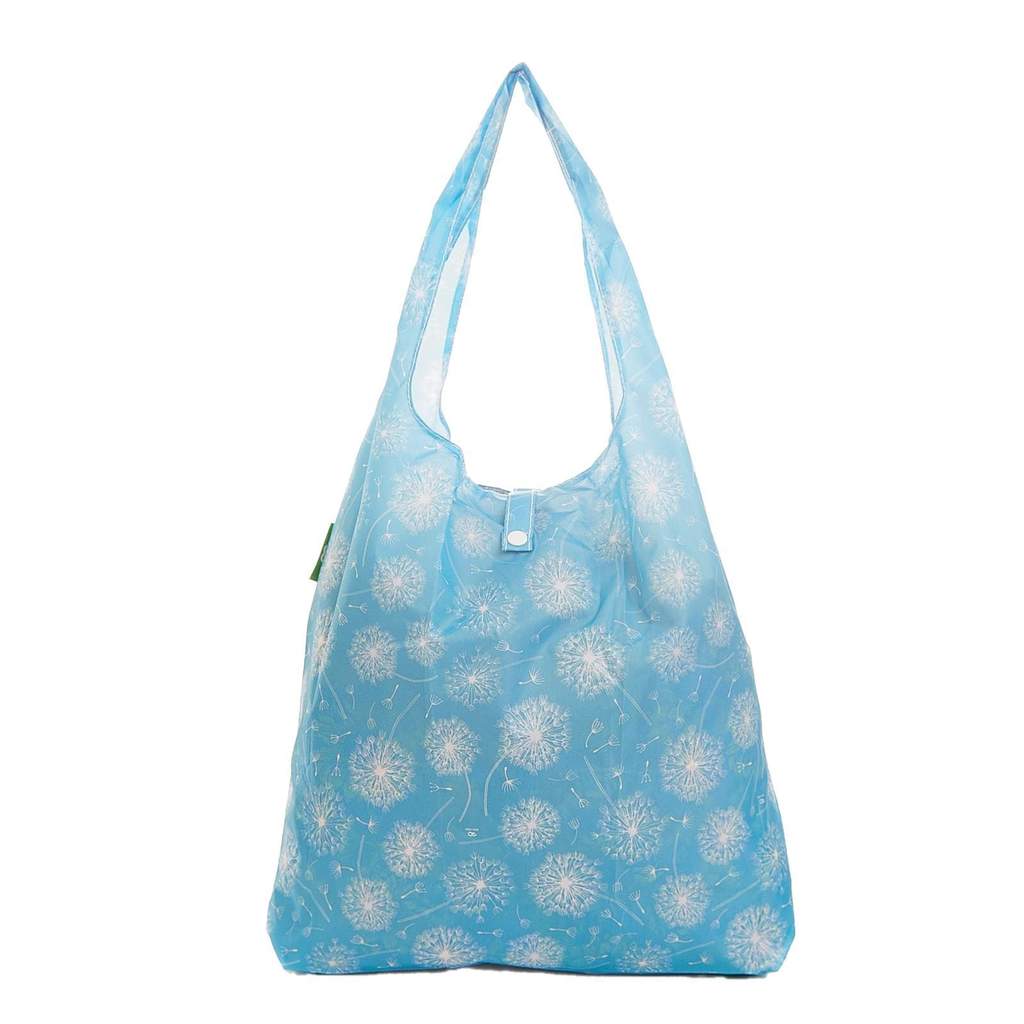 Eco Chic Lightweight Foldable Reusable Shopping Bag - Blue Dandelion