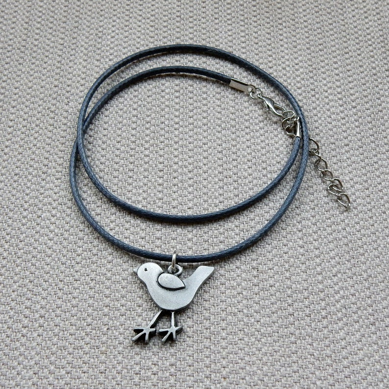 Pewter bird pendant with cord