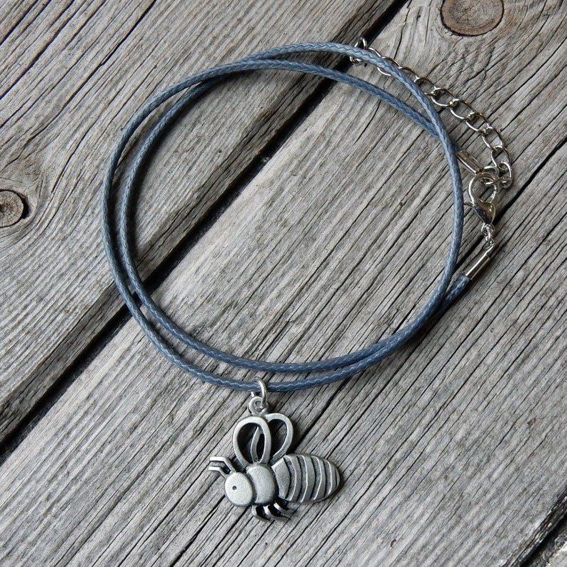 Pewter Bee Pendant with cord