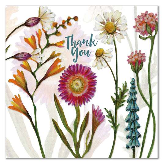 Caroline Cleave Thank You Flowers Greetings Card