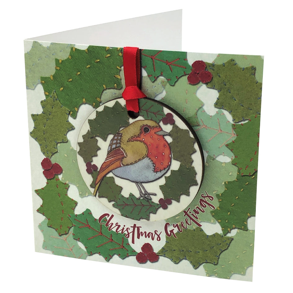 Emma Ball Stitched Bird Christmas Bauble Card