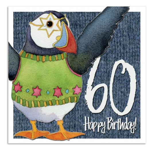 Emma Ball Woolly Puffin Age 60 Greetings Card