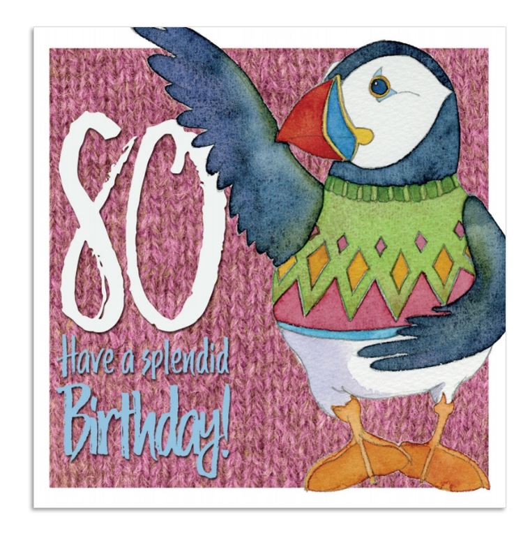Emma Ball Woolly Puffin Age 80 Greetings Card